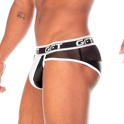2 Fetiche White Brief vista frontal de Gigo Underwear