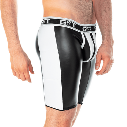 2 Fetiche White Zipper Trunk Long vista frontal de Gigo Underwear
