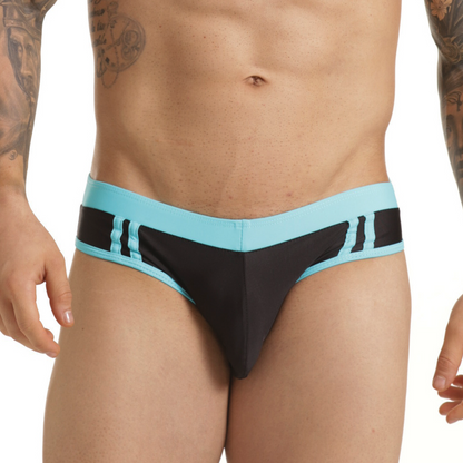 Active Black Blue Swim Brief vista posterior de Gigo Underwear