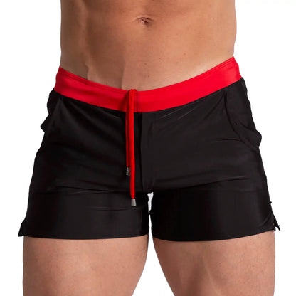 Alfa Black Red Beachwear vista frontal de Gigo Underwear