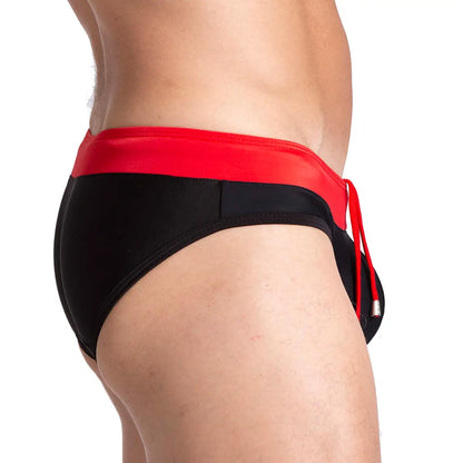 Alfa Black Red Swim Brief vista posterior de Gigo Underwear