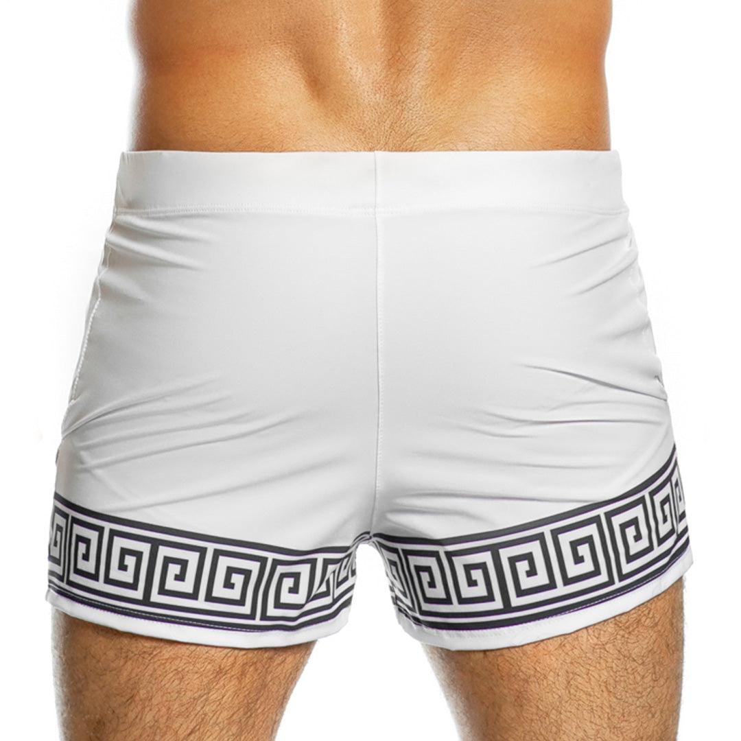 ARABESQUE WHITE BEACHWEAR - Pantalones cortos de baño blancos para hombres, pantalones de playa