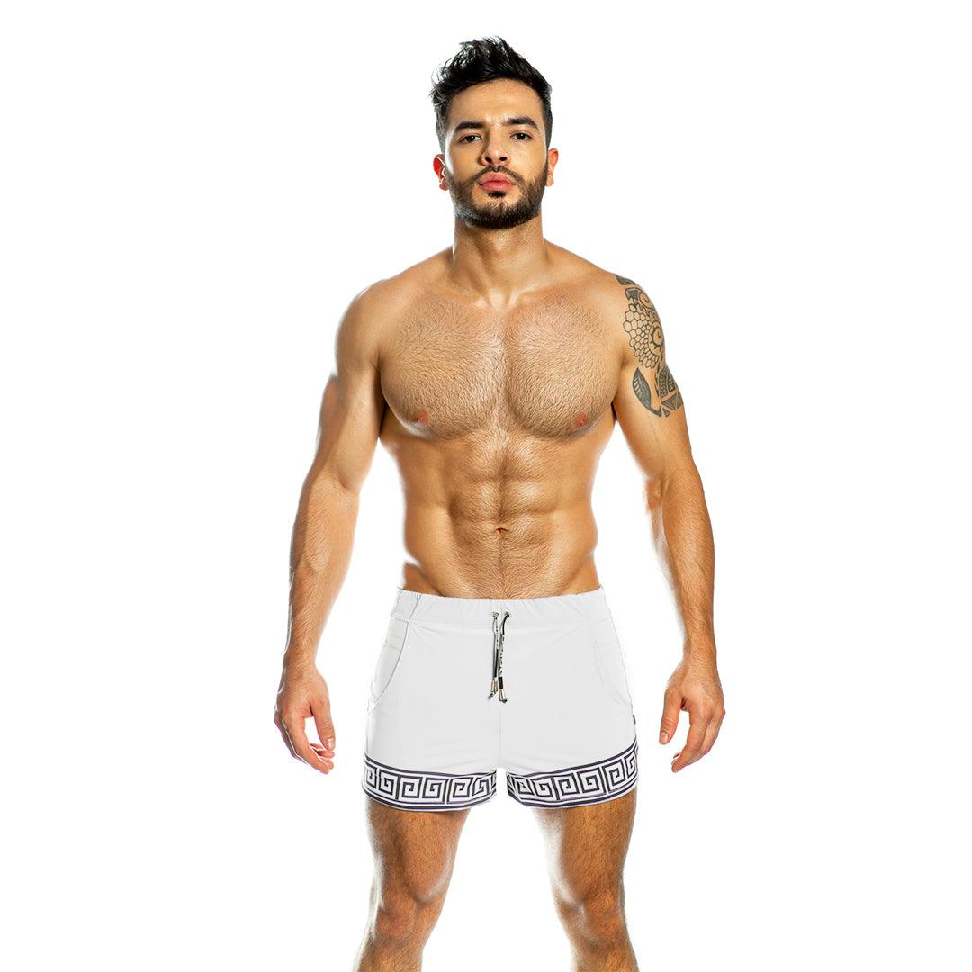 ARABESQUE WHITE BEACHWEAR - Pantalones cortos de baño blancos para hombres, pantalones de playa