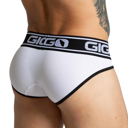 Audacy White Brief vista frontal de Gigo Underwear