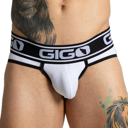 Audacy White Brief vista posterior de Gigo Underwear