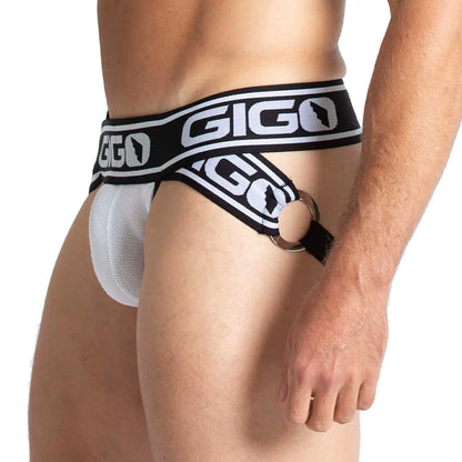 Audacy White Jock vista frontal de Gigo Underwear