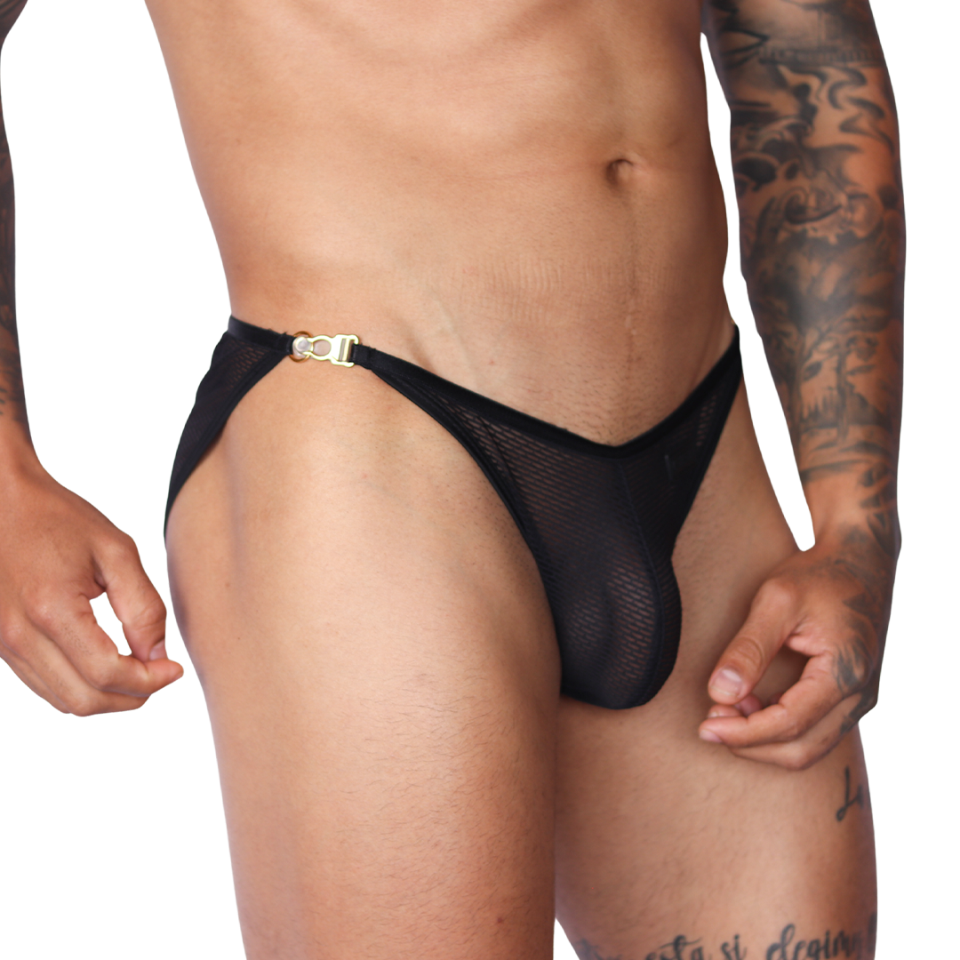 Anwar Black Brief vista frontal de Gigo Underwear