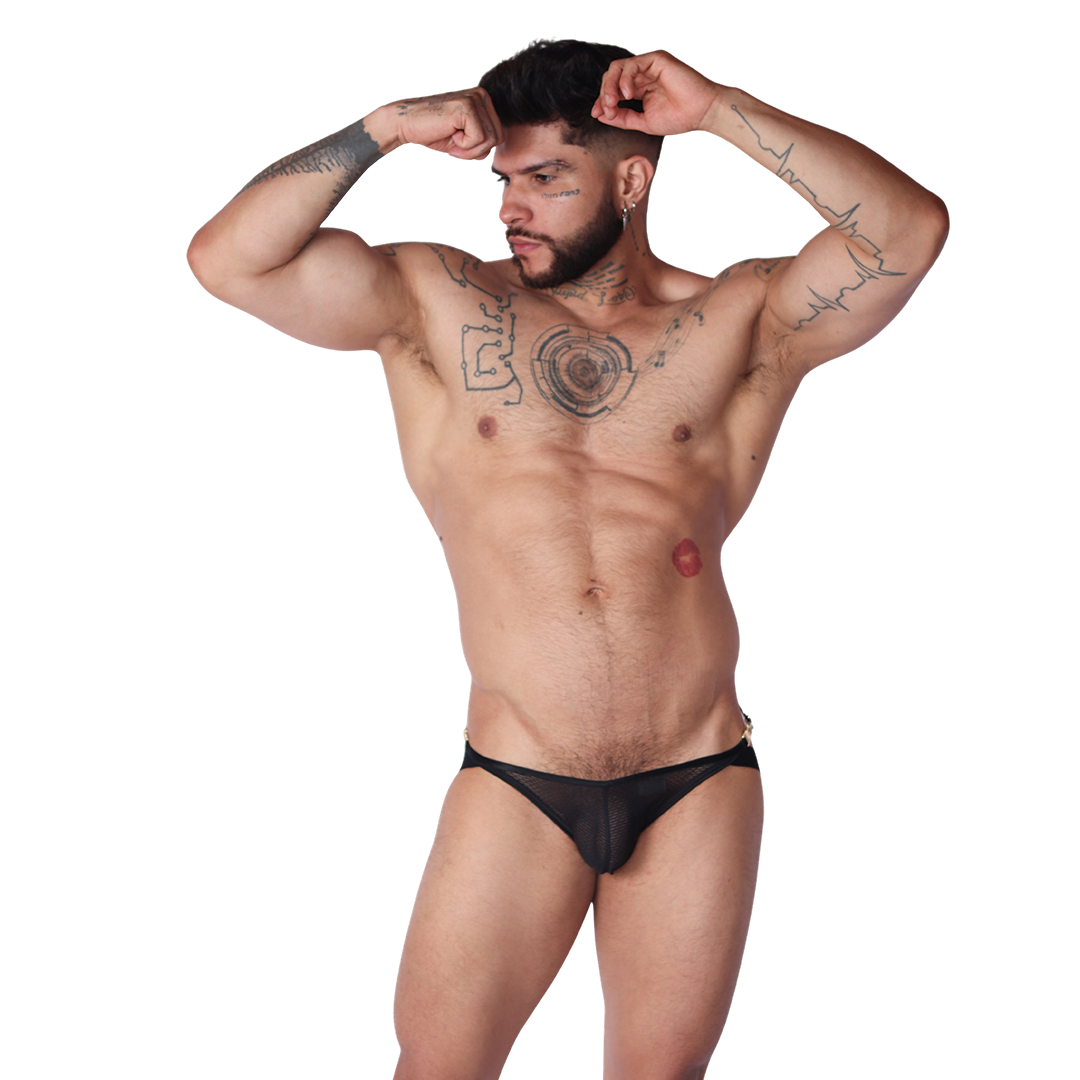 Anwar Black Jock Thong en modelo de Gigo Underwear