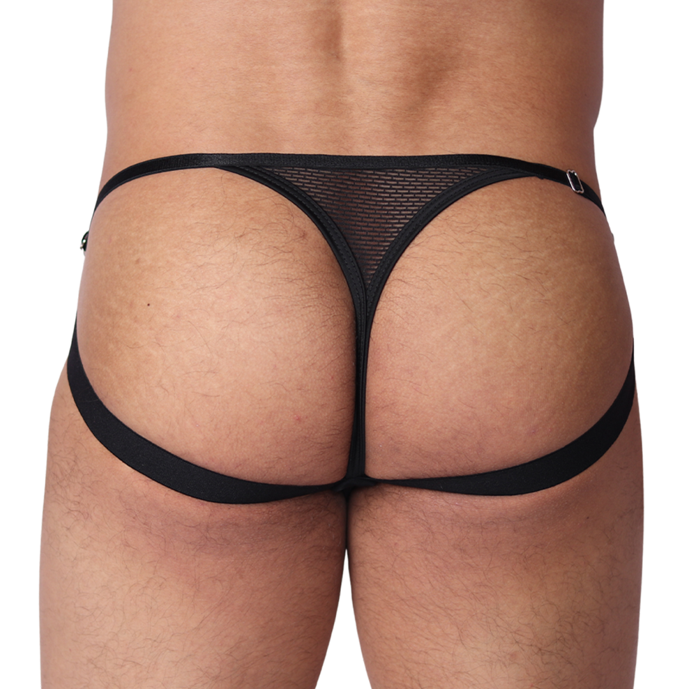 Anwar Black Jock Thong vista posterior de Gigo Underwear