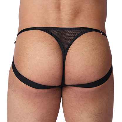 Anwar Black Jock Thong vista posterior de Gigo Underwear
