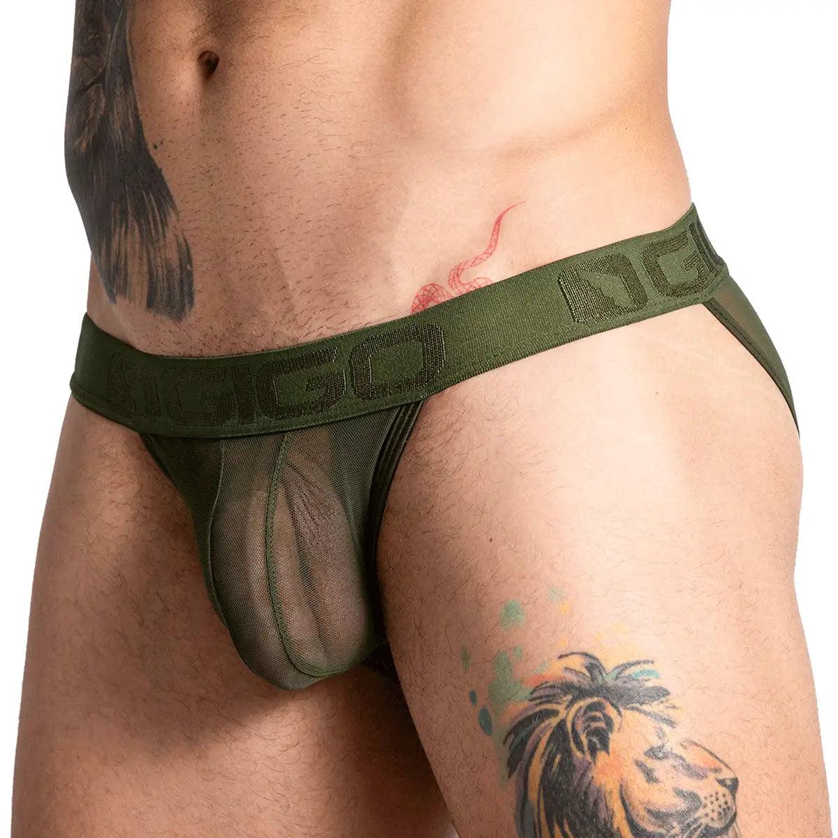 BAHIA GREEN BRIEF - Pantaloncillo de malla verde para hombres con copa que permite realce