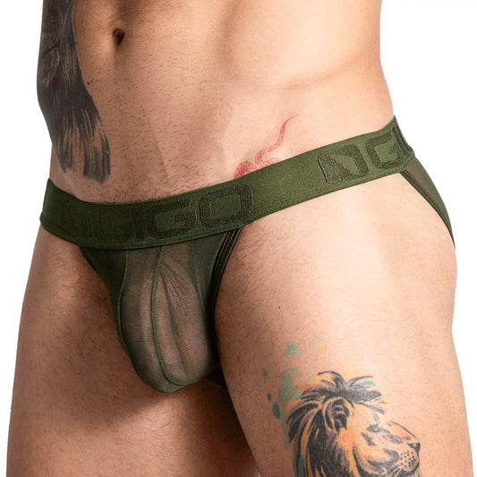 BAHIA GREEN BRIEF - Pantaloncillo de malla verde para hombres con copa que permite realce