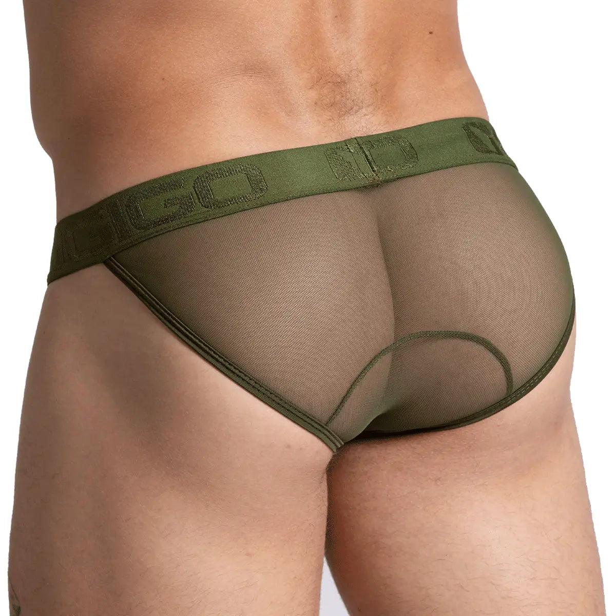 BAHIA GREEN BRIEF - Pantaloncillo de malla verde para hombres con copa que permite realce