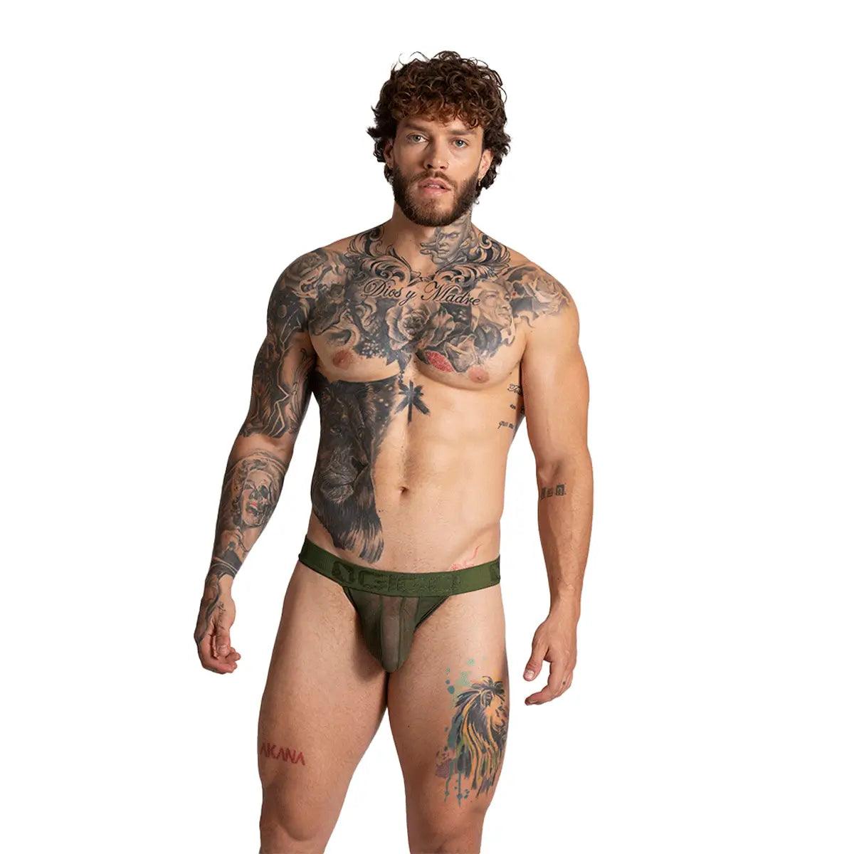 BAHIA GREEN BRIEF - Pantaloncillo de malla verde para hombres con copa que permite realce