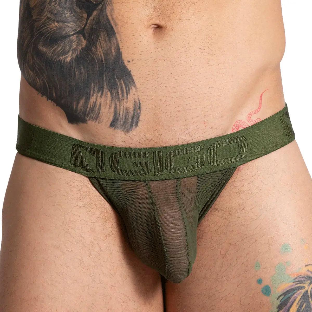 BAHIA GREEN BRIEF - Pantaloncillo de malla verde para hombres con copa que permite realce