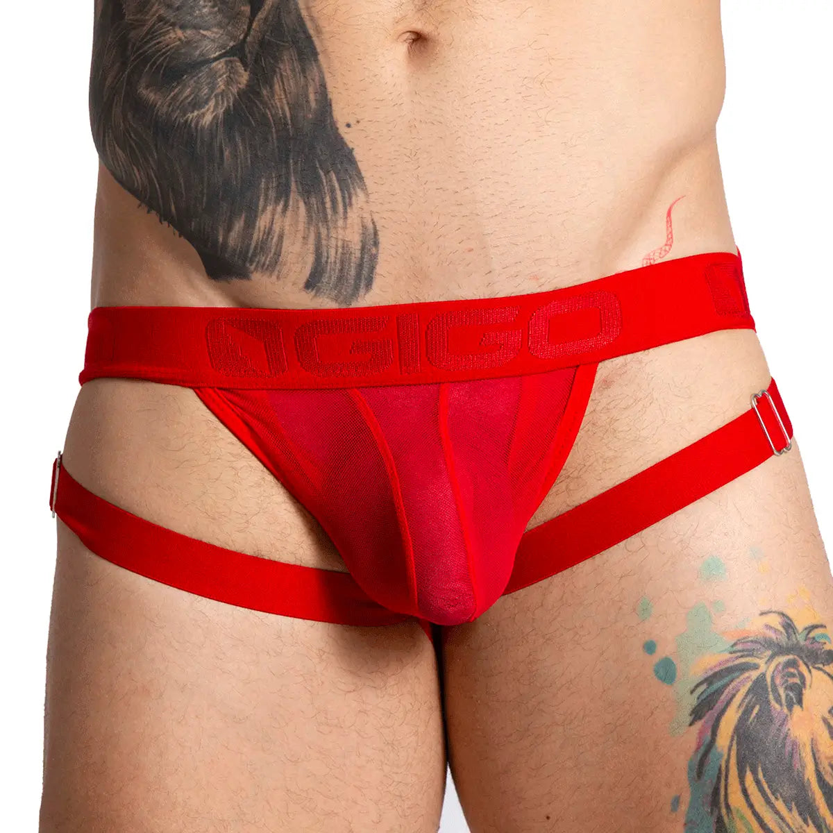 Bahia Red Jock vista frontal de Gigo Underwear