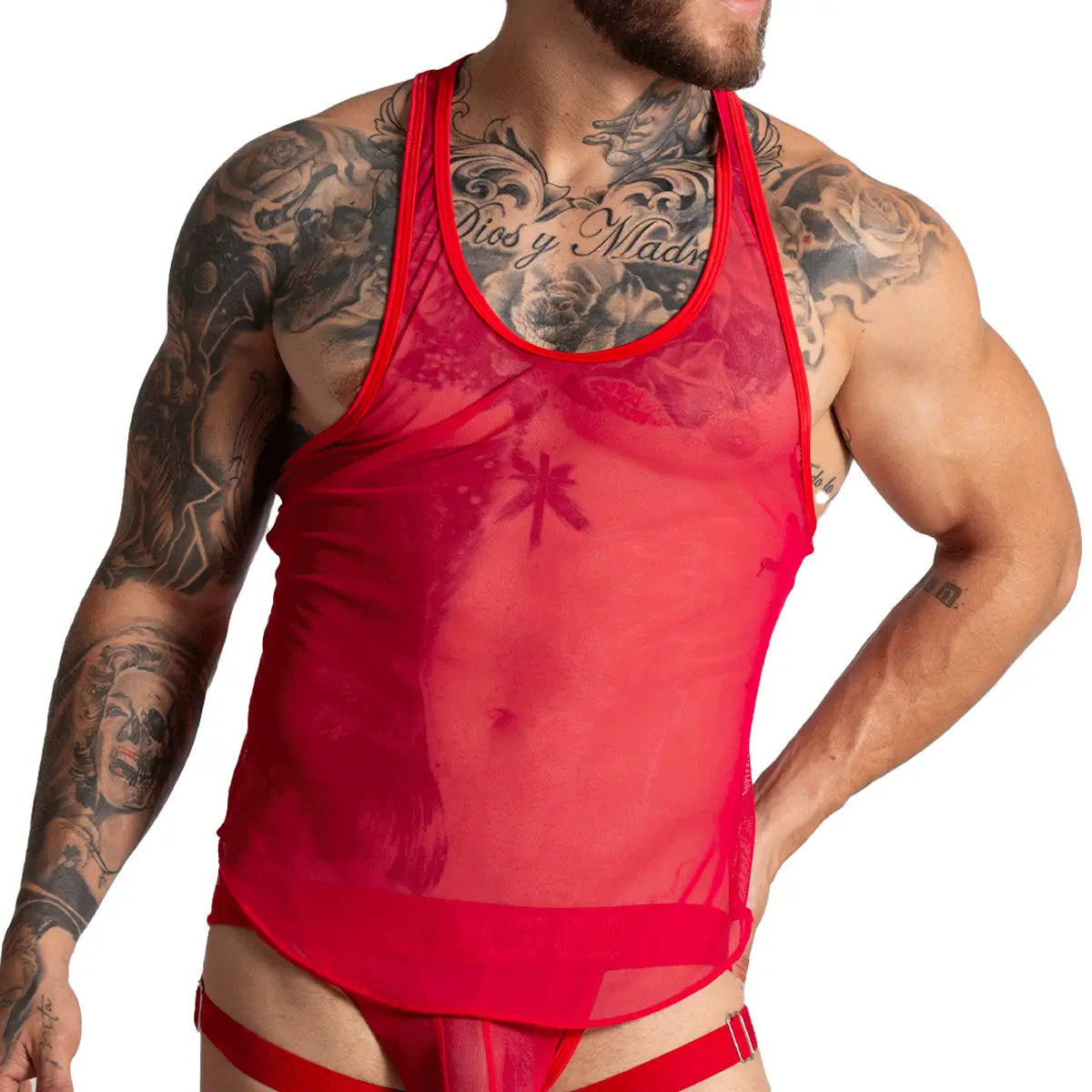 Bahia Red Tank vista frontal de Gigo Underwear