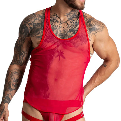Bahia Red Tank vista frontal de Gigo Underwear