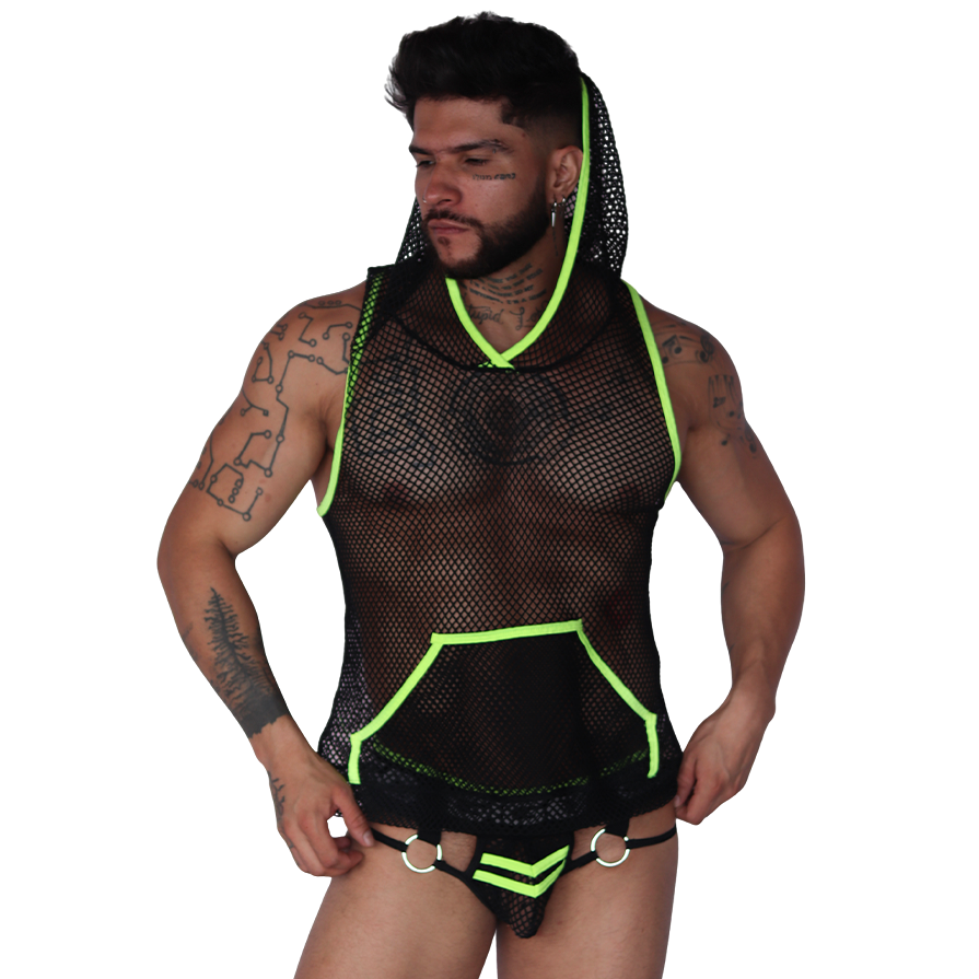 Boox Yellow Hoody T Shirt en modelo de Gigo Underwear
