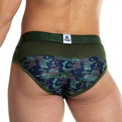 Camo Green Brief vista posterior de Gigo Underwear