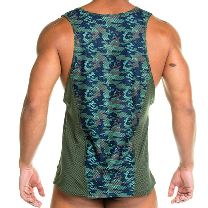 Camo Green Tank vista frontal de Gigo Underwear