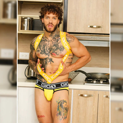 Colors Yellow Harness vista posterior de Gigo Underwear