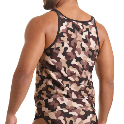 Combat Brown Tank vista posterior de Gigo Underwear