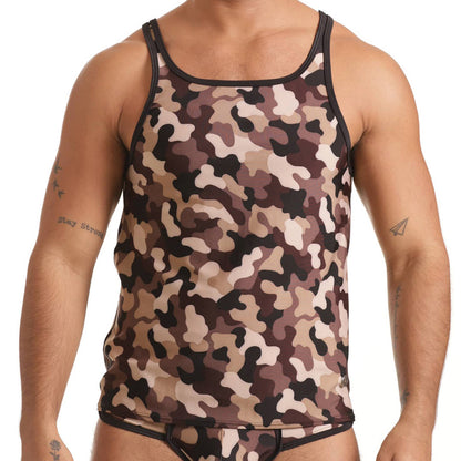 Combat Brown Tank vista frontal de Gigo Underwear