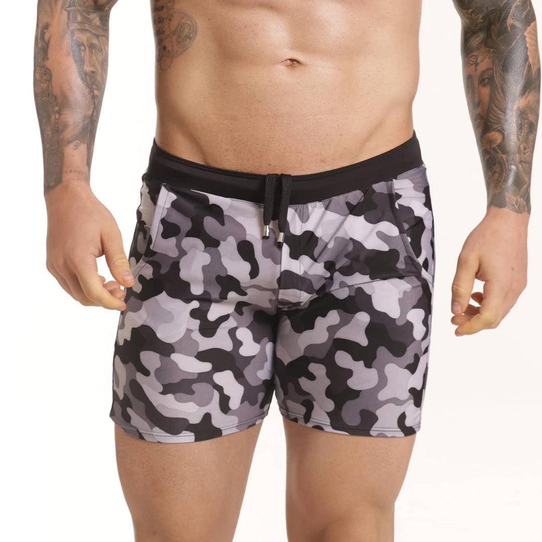 COMBAT GRAY BEACHWEAR - Pantalones cortos de baño estampados para hombres