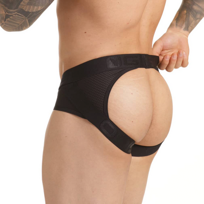 Combat Gray Brief Jockstrap vista posterior de Gigo Underwear