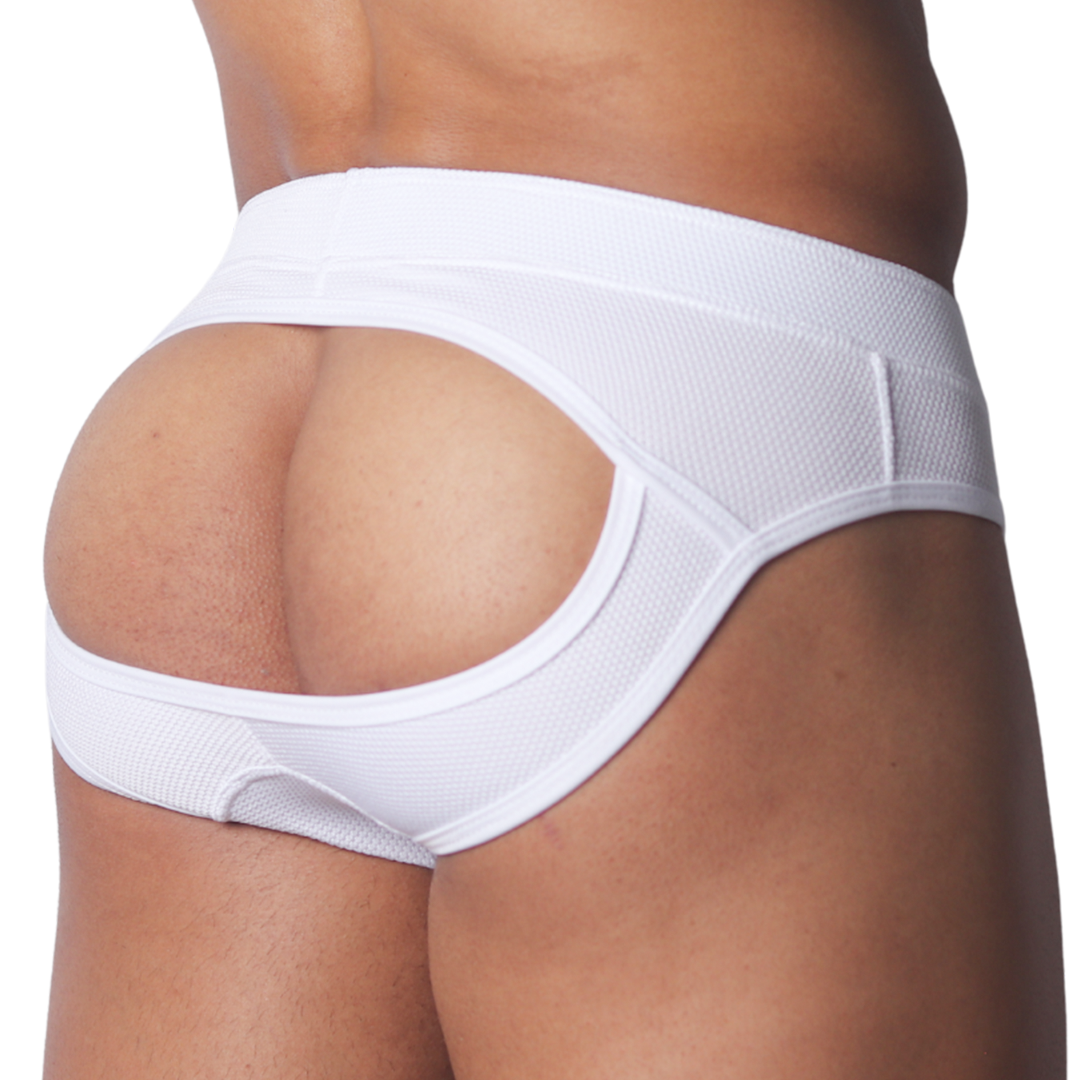 Cookie White Brief Jock vista frontal de Gigo Underwear