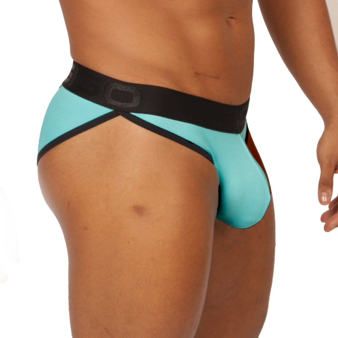 Cool Blue Brief vista frontal de Gigo Underwear
