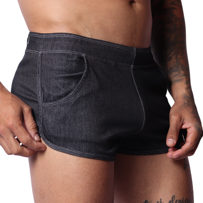 Denim Black Hot Shorts vista frontal de Gigo Underwear