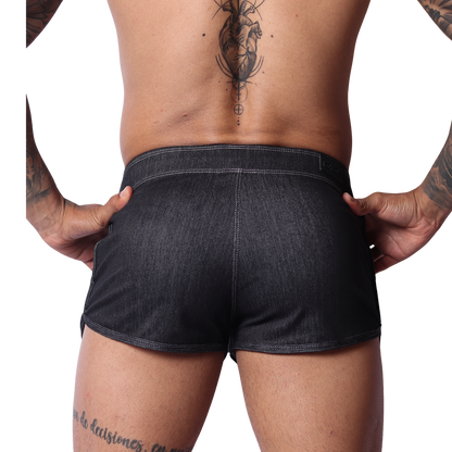 Denim Black Hot Shorts vista posterior de Gigo Underwear
