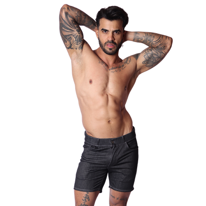 Denim Black Shorts en modelo de Gigo Underwear