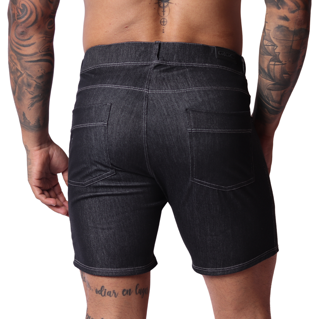 Denim Black Shorts vista posterior de Gigo Underwear