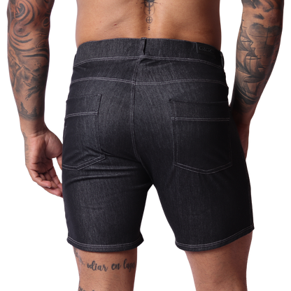 Denim Black Shorts vista posterior de Gigo Underwear