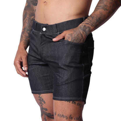 Denim Black Shorts vista frontal de Gigo Underwear