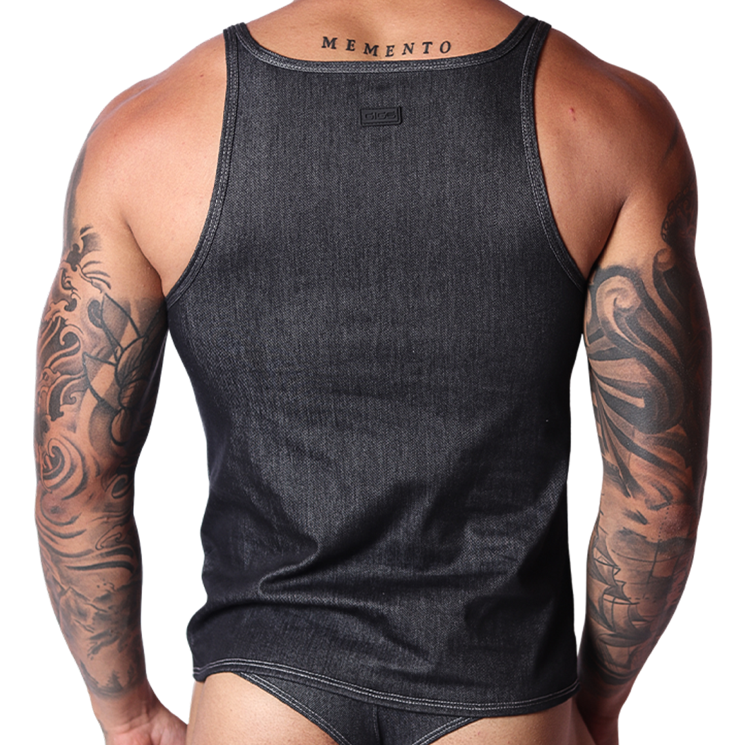 Denim Black Tank vista posterior de Gigo Underwear