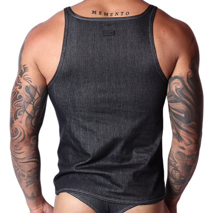 Denim Black Tank vista posterior de Gigo Underwear