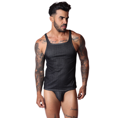 Denim Black Tank en modelo de Gigo Underwear