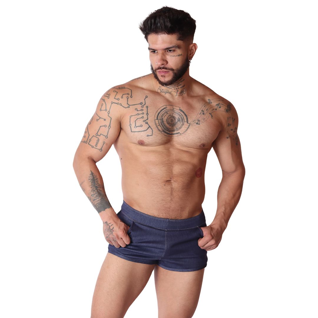 Denim Blue Hot Shorts en modelo de Gigo Underwear