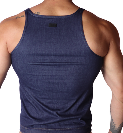Denim Blue Tank vista posterior de Gigo Underwear