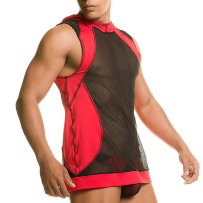 Destructive Red Hoody Tshirt vista frontal de Gigo Underwear