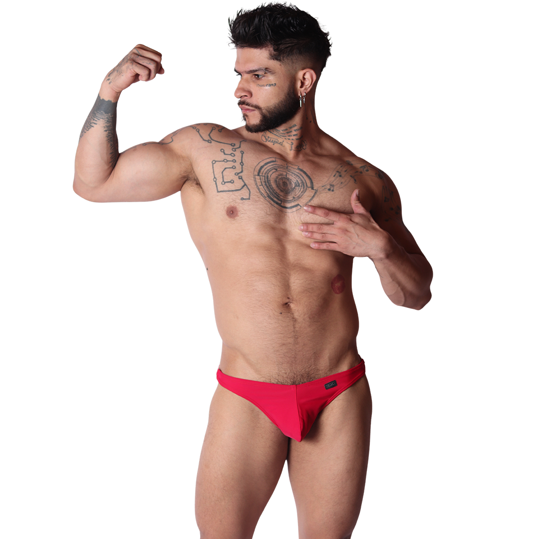 Dinamic Red Swim G String en modelo de Gigo Underwear
