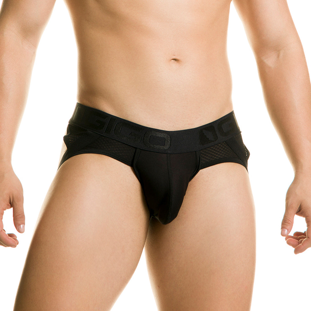 Diversity Black Brief Jockstrap vista frontal de Gigo Underwear