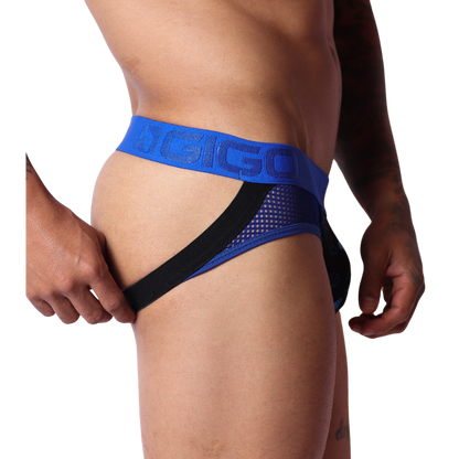 Dog Blue Jockstrap vista frontal de Gigo Underwear