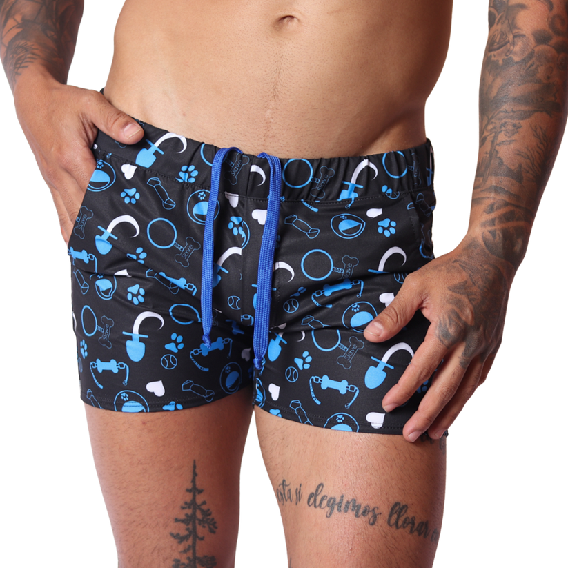 Short Dog Blue de Gigo para combinar con bóxer trunk para hombre