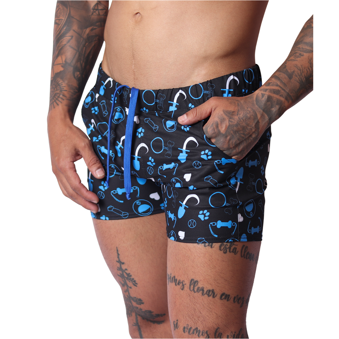 Dog Blue Shorts vista frontal de Gigo Underwear