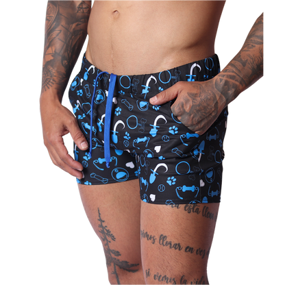 Dog Blue Shorts vista frontal de Gigo Underwear